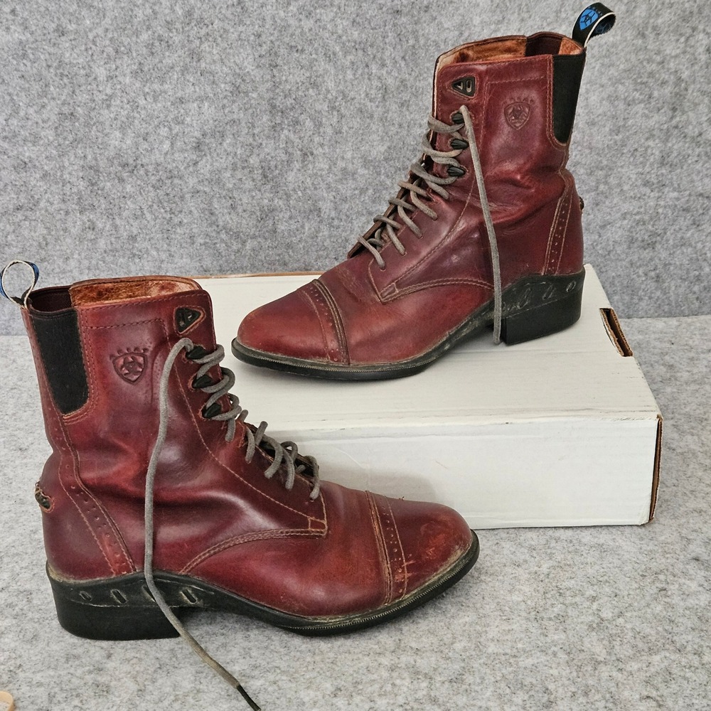 Ariat Heritage Paddock Boots Womens 7B Burgundy Leather Lace Up Cap Toe